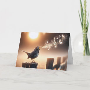 Birthday Bird Singing On a Fence Card