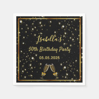 Birthday black gold bubbles monogram name