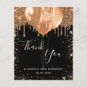 Birthday black gold glitter thank you budget flyer