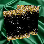 Birthday black gold glitter thank you card<br><div class="desc">A feminine and elegant birthday thank you card. A black background colour. With faux gold glitter dust. On front large hand lettered script and the text: Thank You.
Back: Personalize and add Your thank you note and name. The name is written with a modern hand lettered style script.</div>