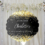 Birthday black gold sparkles name elegant balloon<br><div class="desc">For a glamourous 50th (or any age) birthday party. A stylish black background. Decorated with faux gold glitter,  sparkles.  Personalize and add a name and age 50. The name is written with a modern hand lettered style script.</div>