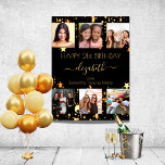 Birthday black gold stars friend photo collage poster<br><div class="desc">A gift from friends for a woman's 21st (or any age) birthday, celebrating her life with a collage of 6 of your high quality photos of her, her friends, family, interest or pets. Personalize and add her name, age 21 and your names. Golden text. A chic, classic black background colour....</div>