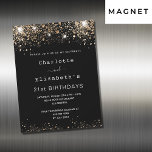 Birthday black gold two persons friends luxury magnetic invitation<br><div class="desc">A modern,  stylish and glamourous magnetic invitation for two women's 21st birthday party (or any age)  A black background decorated with dark faux gold sparkles. Personalize and add names and party details. 
An invitation for two persons celebrating together,  twins,  sisters or friends.</div>