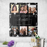 Birthday black white best friends photo stars tapestry<br><div class="desc">A gift from friends for a woman's 21st (or any age) birthday, celebrating her life with a collage of 6 of your high quality photos of her, her friends, family, interest or pets. Personalize and add her name, age 21 and your names. White text. A chic, classic black background colour....</div>