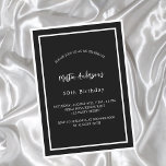 Birthday black white minimalist men guy luxury invitation<br><div class="desc">A modern,  elegant invitation.  A black background decorated with white frames.  Personalize and add a name and details. White text.</div>