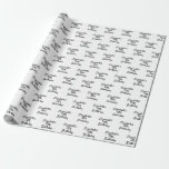 Birthday black white name script minimalist wrapping paper<br><div class="desc">White background,  black text. Personalize and add a name and age.  A modern hand lettered style script.</div>