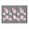 Birthday black white stripes pink florals name