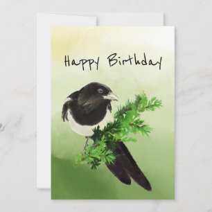 Birthday Blank Curious Magpie Garden Bird Wildlife Card