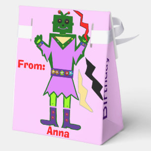Birthday Blast Off Girl Robot Pink Spaceship Favor Box