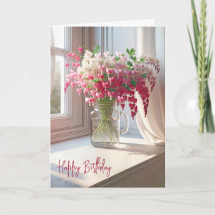 Birthday Bleeding Hearts In Mason Jar Card