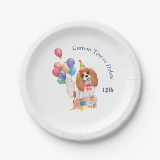 Birthday Blenheim Cavalier King Charles Spaniel Paper Plate