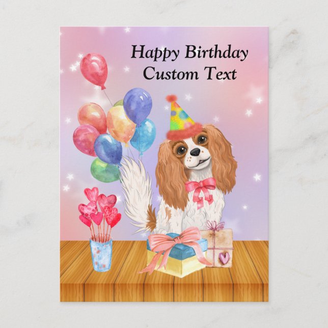 Birthday Blenheim Cavalier King Charles Spaniel  Postcard (Front)