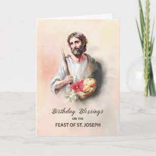 Birthday Blessings Feast of St. Joseph Watercolor Card