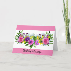 Birthday Blessings Floral  Greeting Card