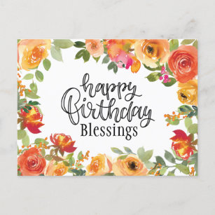Birthday Blessings Numbers 6:24-26 Floral Garden Postcard