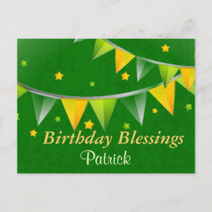 Birthday Blessings Personalized Irish Postcard
