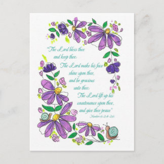 Birthday Blessings Scripture Numbers 6:24-26 Postcard
