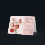 Birthday Blessings to a Special Mom Card<br><div class="desc">Feminine Birthday Blessings card for Mom with bible verse,  featuring a lovely vintage painting of pink and red poppies. Designed by Simply Put by Robin; vintage art courtesy The Old Design Shop.</div>