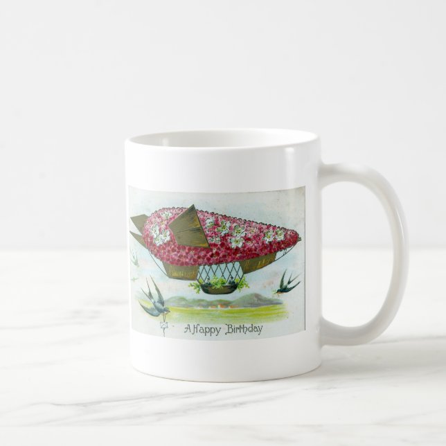 Birthday Blimp and Blue Birds Coffee Mug (Right)