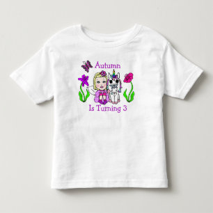 Birthday Blonde Fairy and Unicorn Age and Name Toddler T-shirt