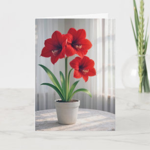 Birthday Blooming Red Amaryllis Card