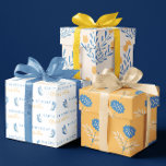 Birthday Blue and Orange Floral Wrapping Sheets<br><div class="desc">Celebrate a special birthday with these lovely personalized blue and orange wrapping paper sheets!</div>