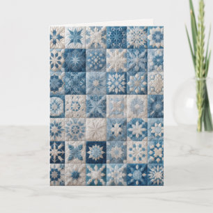 Birthday Blue and White Snowflake Quilt Card