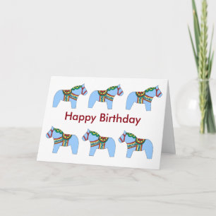 Birthday Blue Dala Horses Card