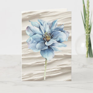 Birthday Blue Flower On Ivory Abstract Card