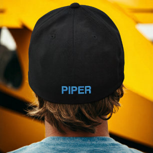 Birthday Blue Typography Pilot Aviation Simple Embroidered Hat