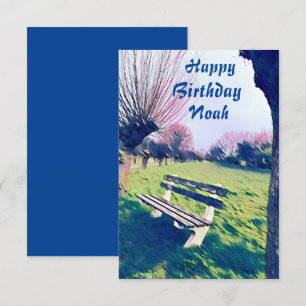 Birthday Blue Watercolor Garden Bench For Him