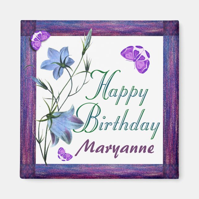 Birthday Bluebells and Butterflies Magnets (Front)
