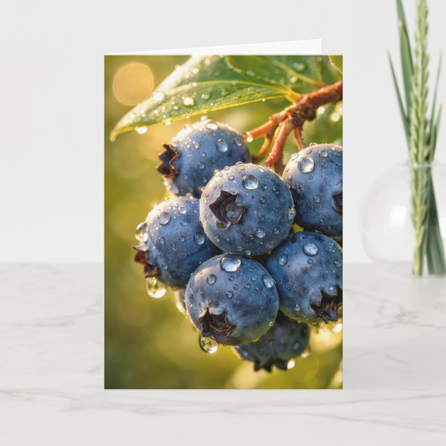 Birthday Blueberries with Raindrops Card (Front)