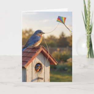Birthday Bluebird Flying a Kite Card