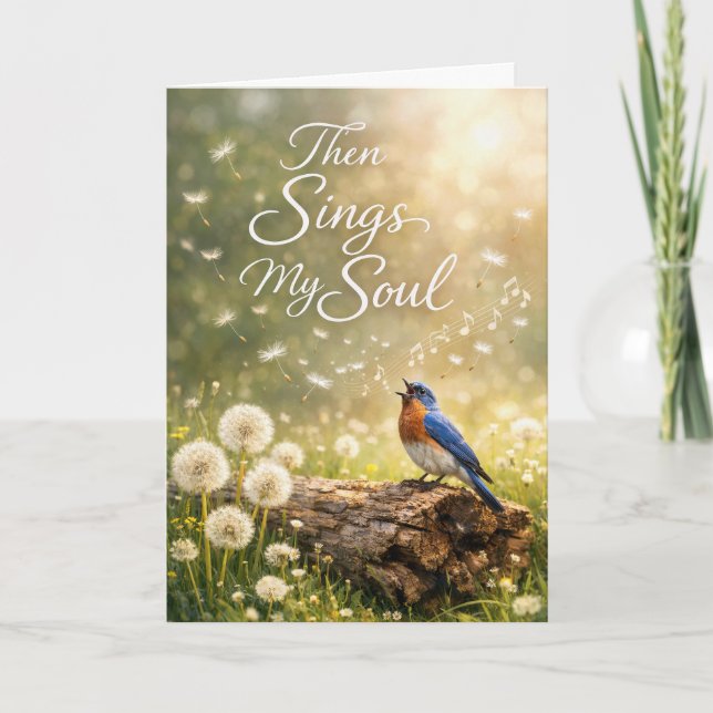 Birthday Bluebird Singing a Hymn Card (Front)
