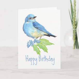 Birthday  Bluebird Watercolor Bird Collection Card