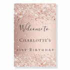 Birthday blush rose gold confetti welcome 