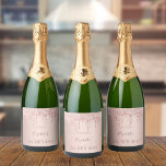 Birthday blush rose gold drips name sparkling wine label<br><div class="desc">A sparkling wine bottle label for a girly and glamorous 21st, or any age, birthday party. A rose gold background with rose gold drips, paint drip look. The text: The name is written in dark rose gold with a large modern hand lettered style script. Template for name, age 21 and...</div>