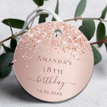 Birthday blush rose gold glitter dust thank you favour tags<br><div class="desc">A girly and trendy favor tag for 18th (or any age) birthday party. A feminine blush, rose gold faux metallic looking background decorated with faux glitter dust. Dark rose gold colored letters. On front: The text: Thank You is written with a large trendy hand lettered style script. Back: The text:...</div>
