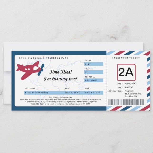 Birthday Boarding Pass Ticket Invitation (Front)