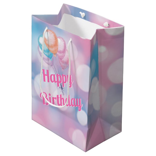 Birthday Bokeh Party Lights Medium Gift Bag (Front Angled)