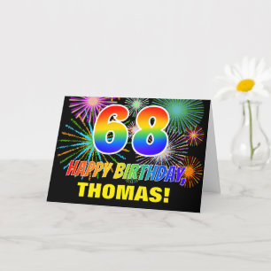 Birthday: Bold, Fun, Fireworks, Rainbow 68 Card