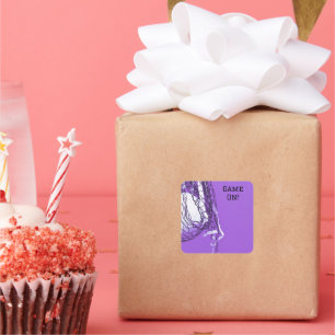  Birthday Bold Purple Net & Volleyball  Square Sticker