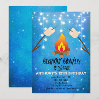 Birthday Bonfire Campout Birthday Party Invitation