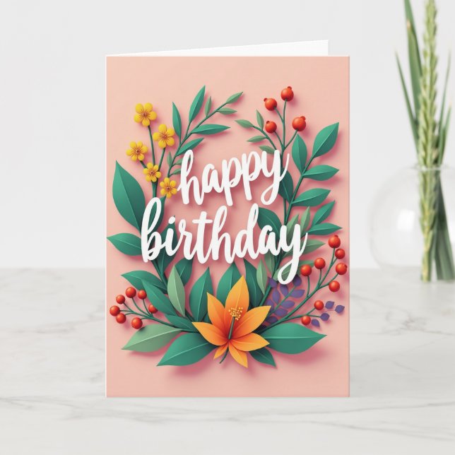 Birthday Botanical Art Card (Front)