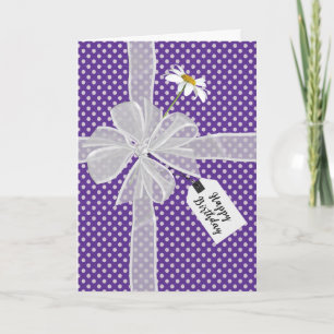 Birthday Bow with Daisy On Polka Dots Card