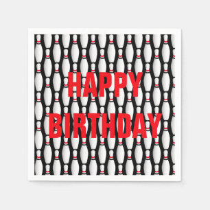 birthday bowling pins on black napkin