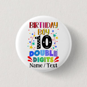 Birthday Boy 10 Double Digits 1 Inch Round Button