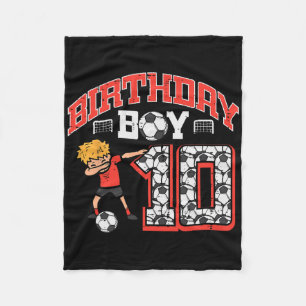 Birthday Boy 10 Soccer Dab 10th Birthday Party Foo Fleece Blanket