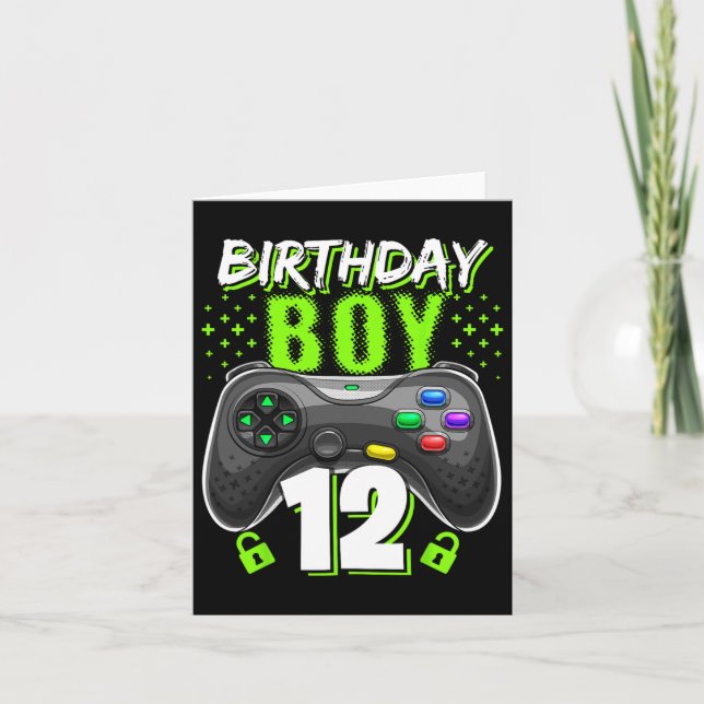 Birthday Boy 12 Video Game Controller Gamer 12th B Card (Front)